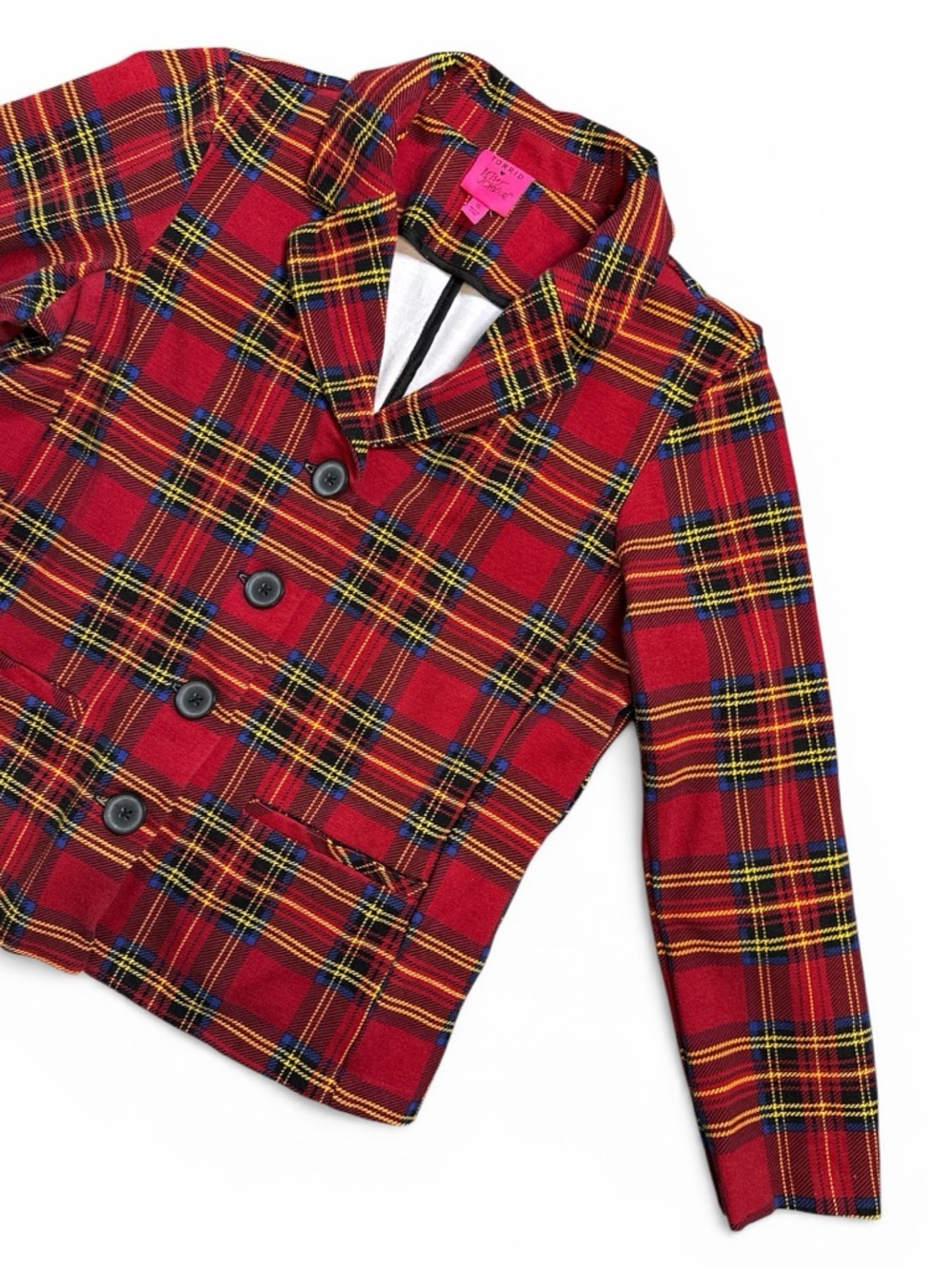 BETSEY JOHNSON X TORRID LTD EDITION RED PLAID PONTE BLAZER CLUELESS PREPPY PUNK - Picture 4 of 14